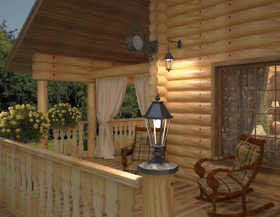 Дизайн дома из оцилиндрованного бревна