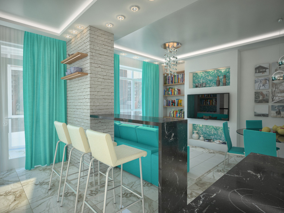 Гостиная, совмещенная с кухней