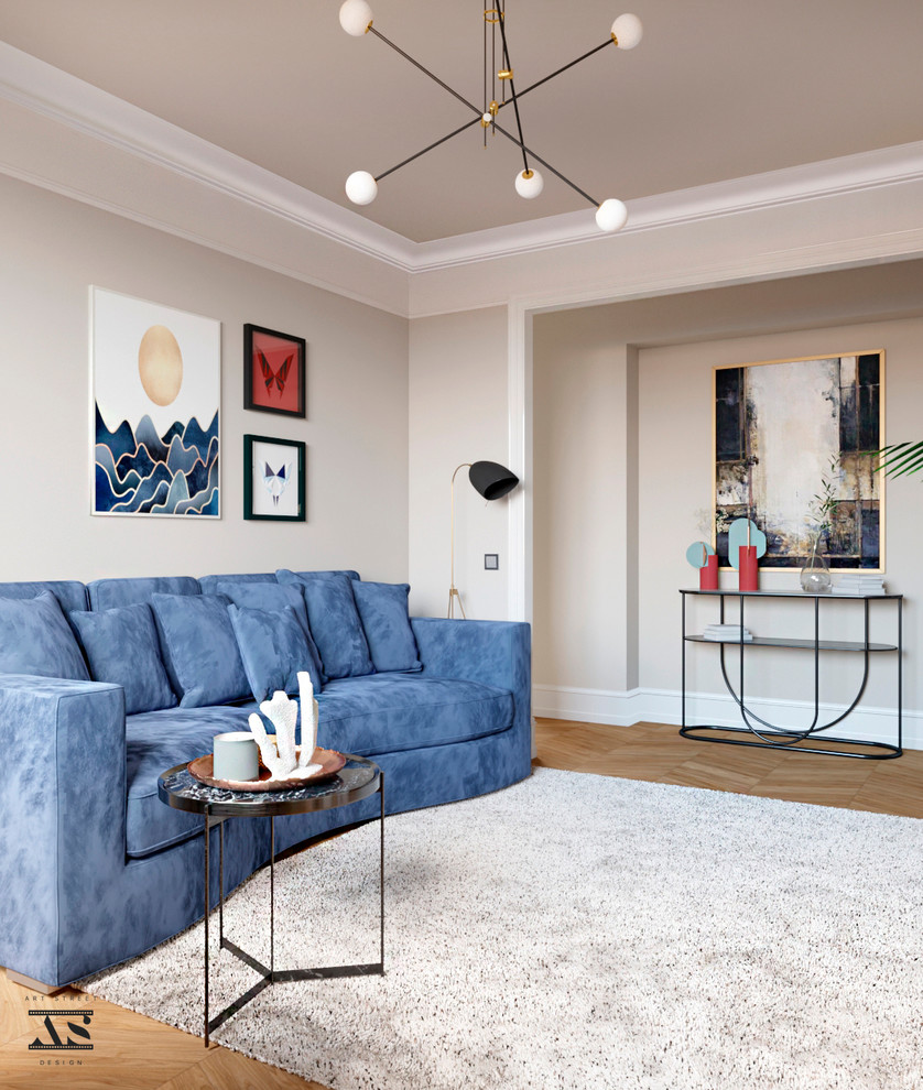 Интерьер гостиной комнаты в стиле современная классика