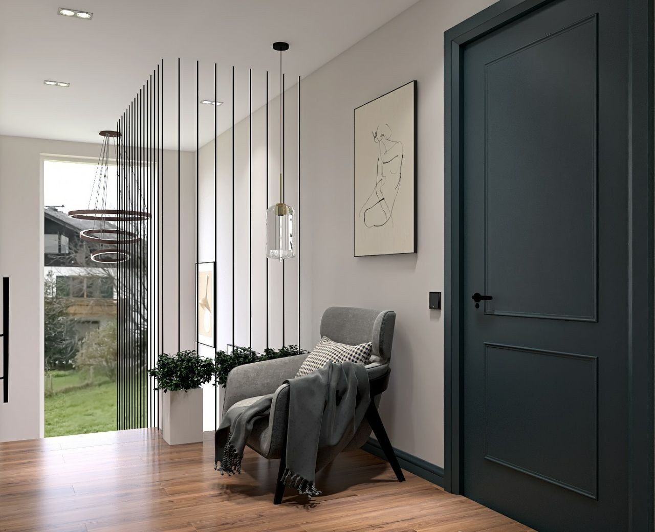 Обложка проекта: ЛЕСТНИЧНОЕ ПРОСТРАНСТВО В ЗАГОРОДНОМ КОТТЕДЖЕ