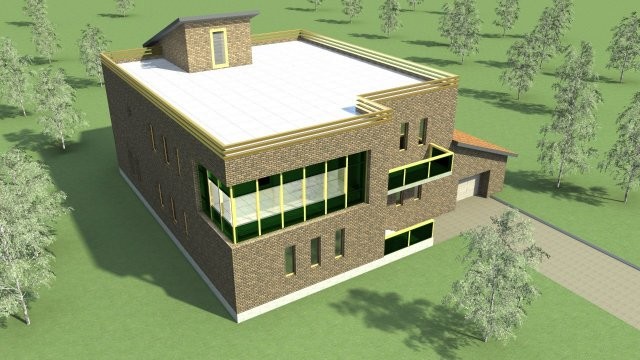 Кирпичный двухэтажный жилой дом