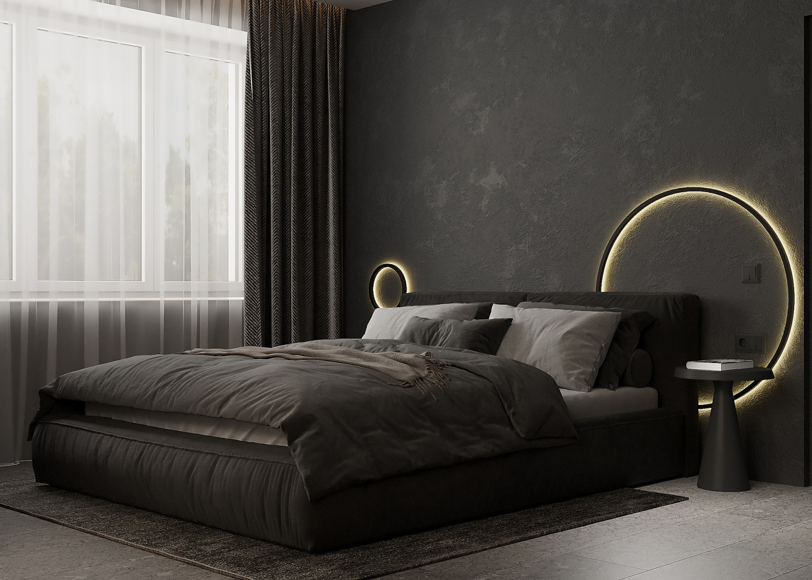 Минималистичная квартира с тёмной спальней