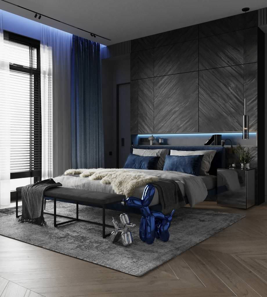 Спальня в таунхаусе в поселке Новорижский, 277 м2