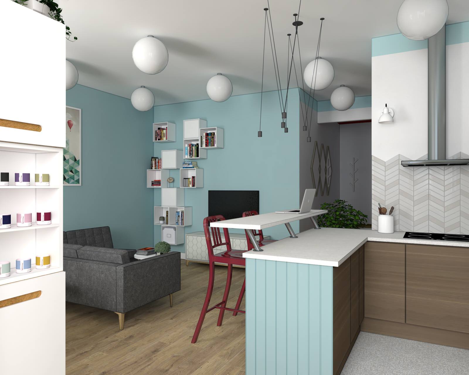 Интерьер с красными акцентами