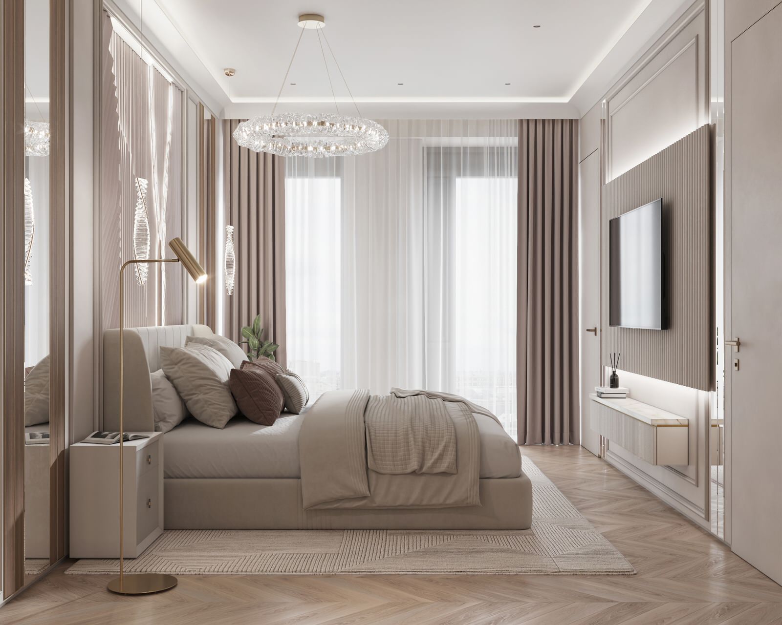 Интерьер в бежевых оттенках в ЖК Eniteo