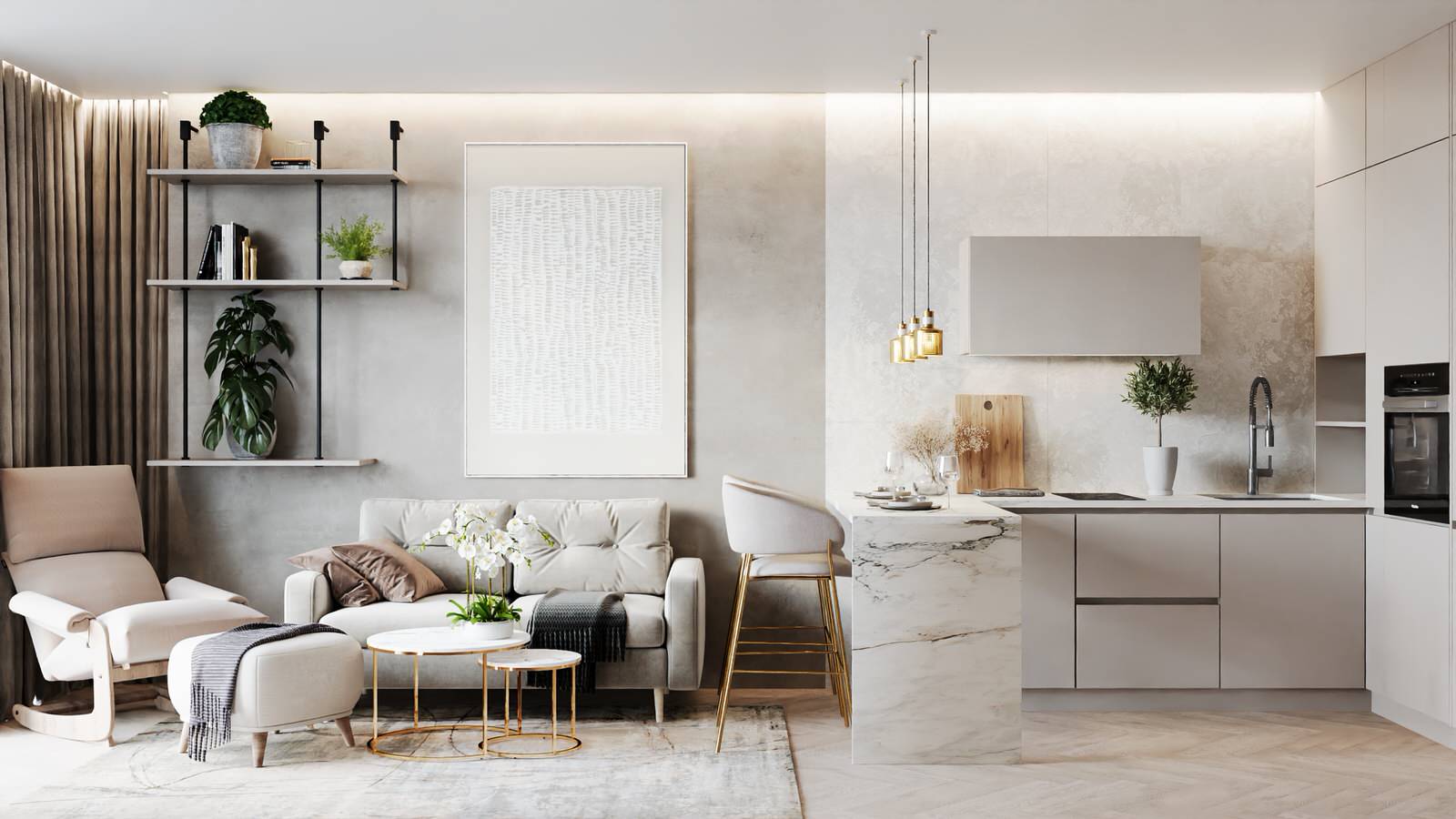 Квартира в современном стиле с природным уклоном