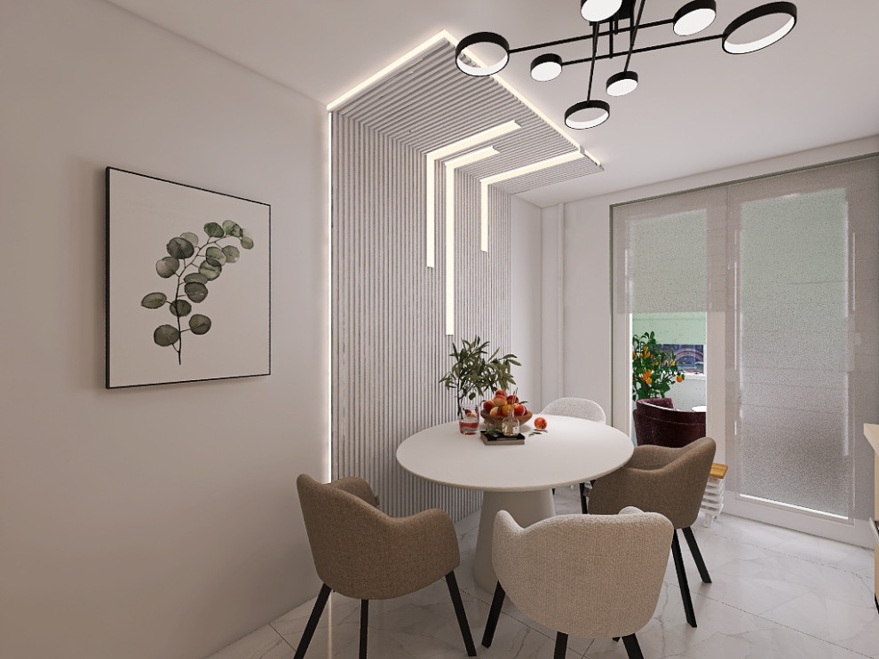 квартира в серо-бежевых тонах с яркой ванной