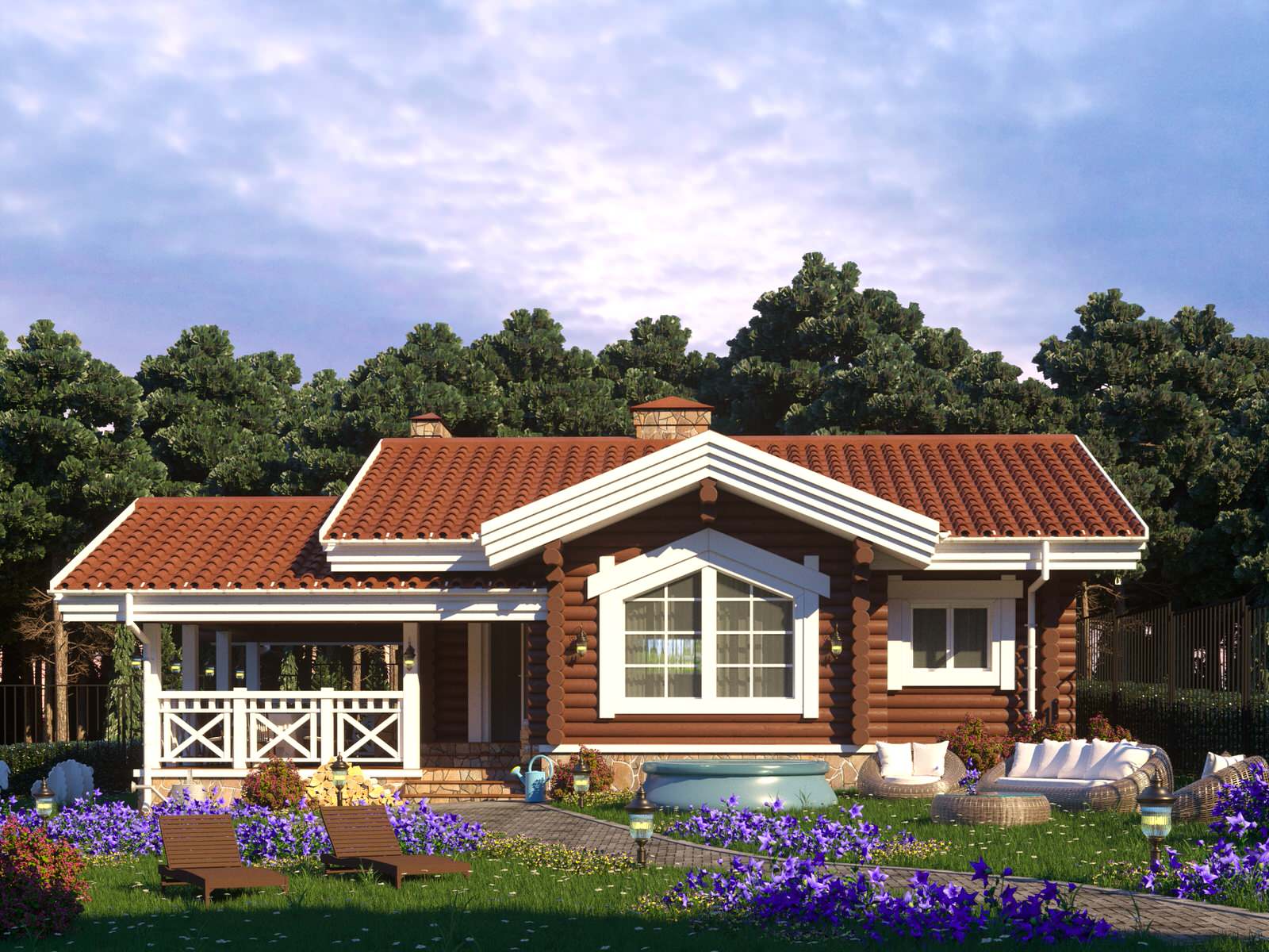 Проект бани из оцилиндрованного бревна в Домодедово