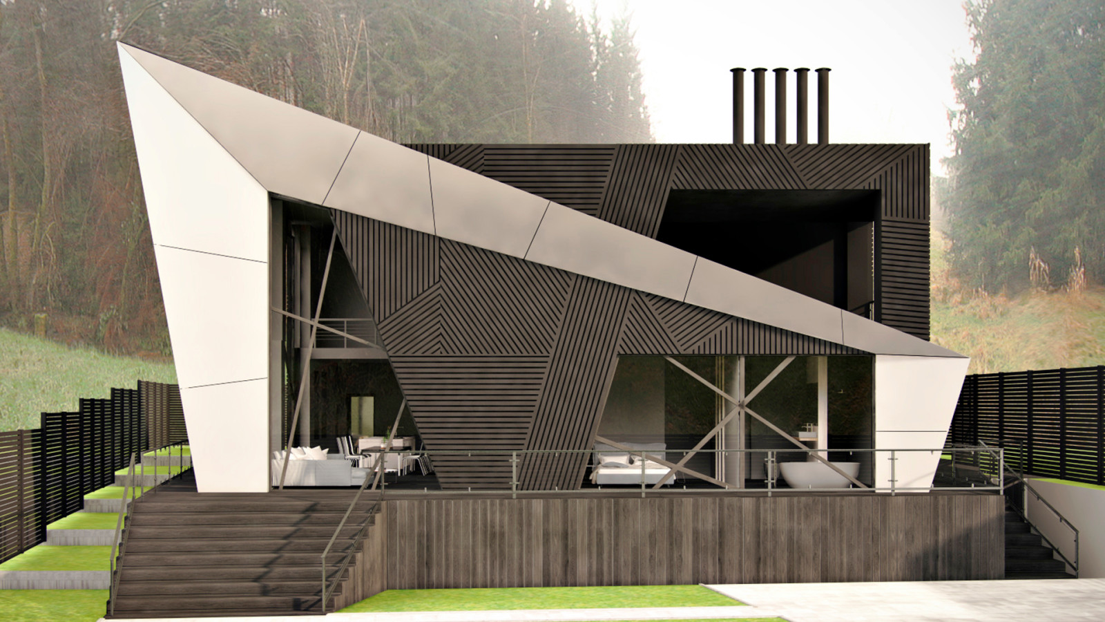 Houzz тур: Неожиданно деконструктивистский частный дом в Саратове