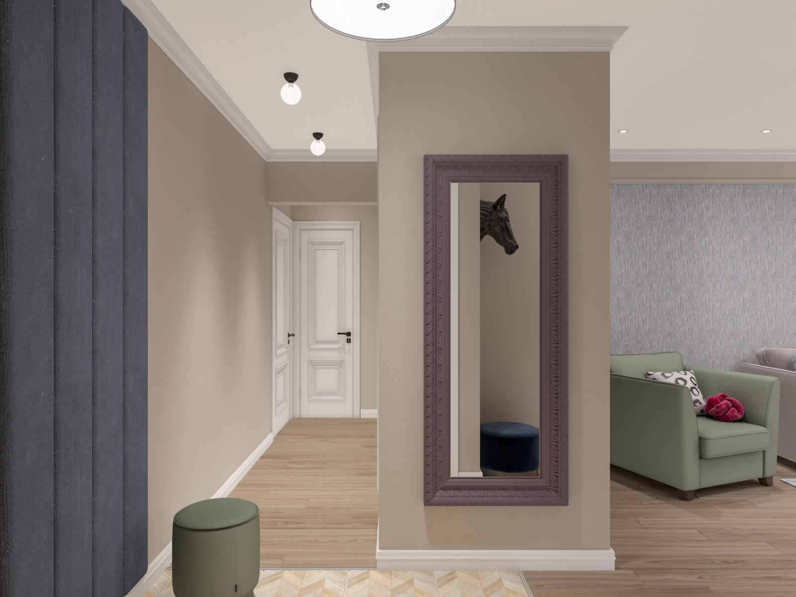 Дизайн-проект. 3-хкомнатная квартира в ЖК "Государев Дом". Видное. 2018 г.