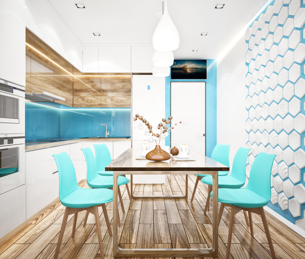 Современная кухня в бирюзовом цвете