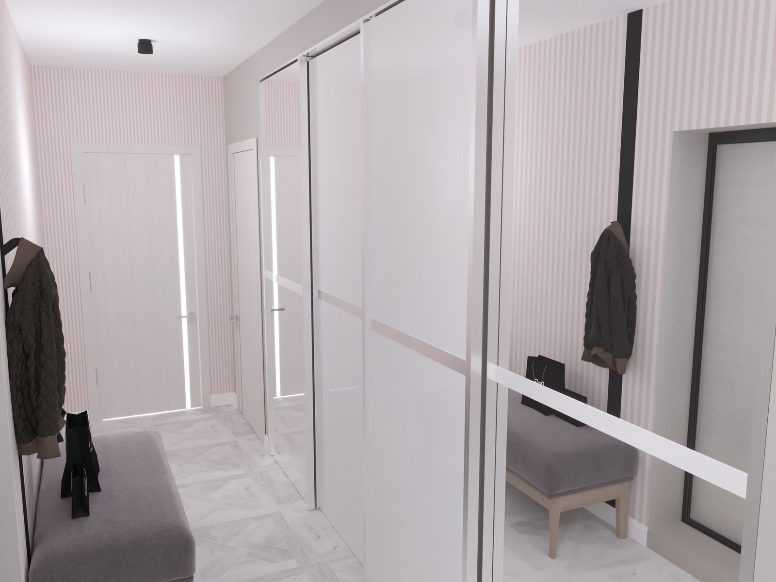 Прихожая в проекте 2-х комнатной квартиры для молодой семьи