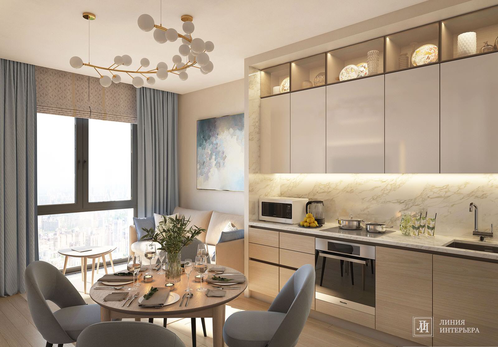 Обложка проекта: Современный интерьер однокомнатной квартиры