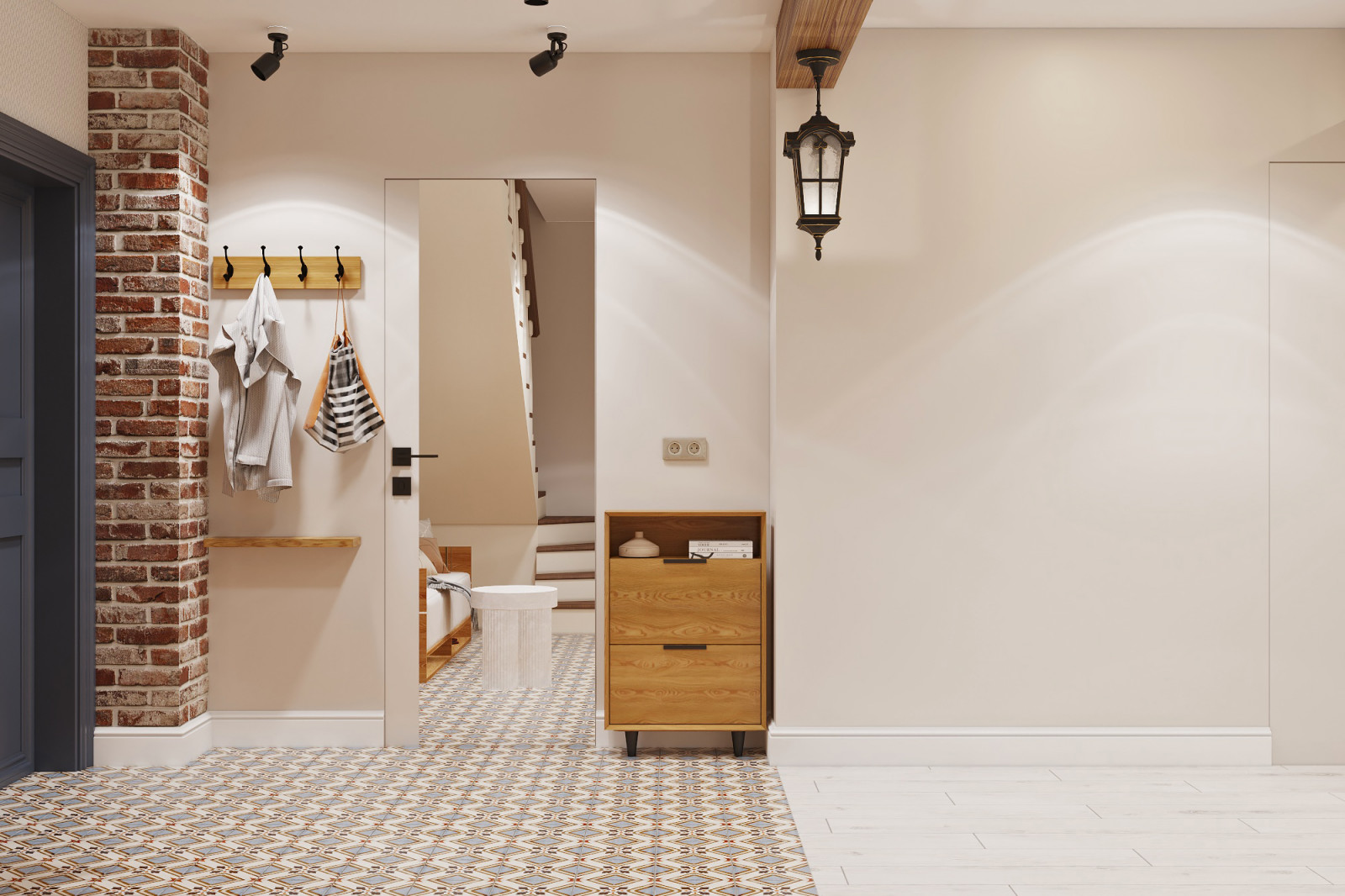 Дизайн проект квартиры с элементами стиля mid-century modern.