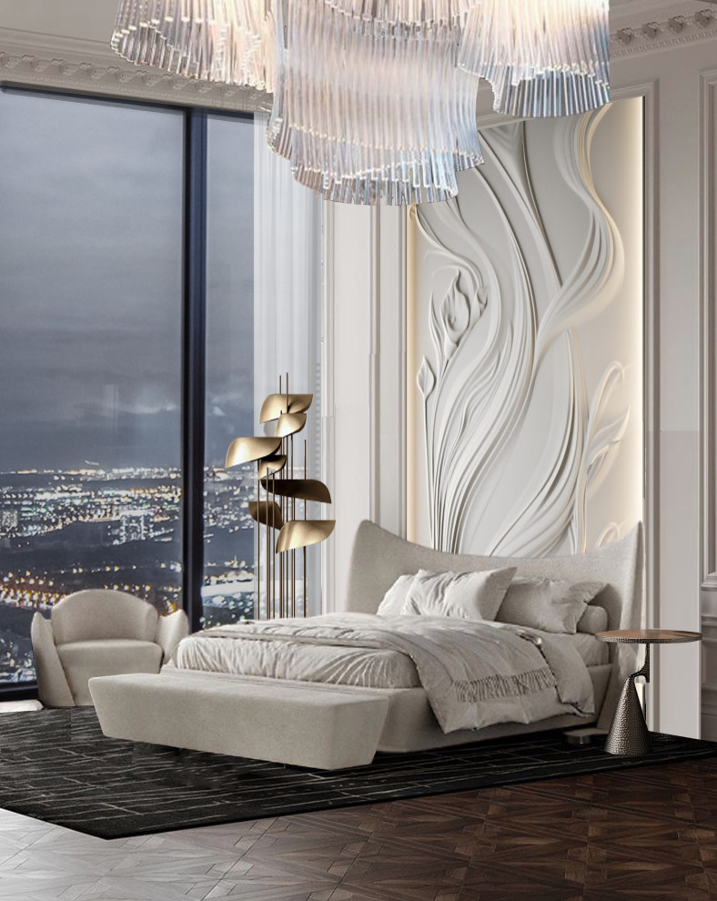 Вариант оформления акцентной стены в спальне.