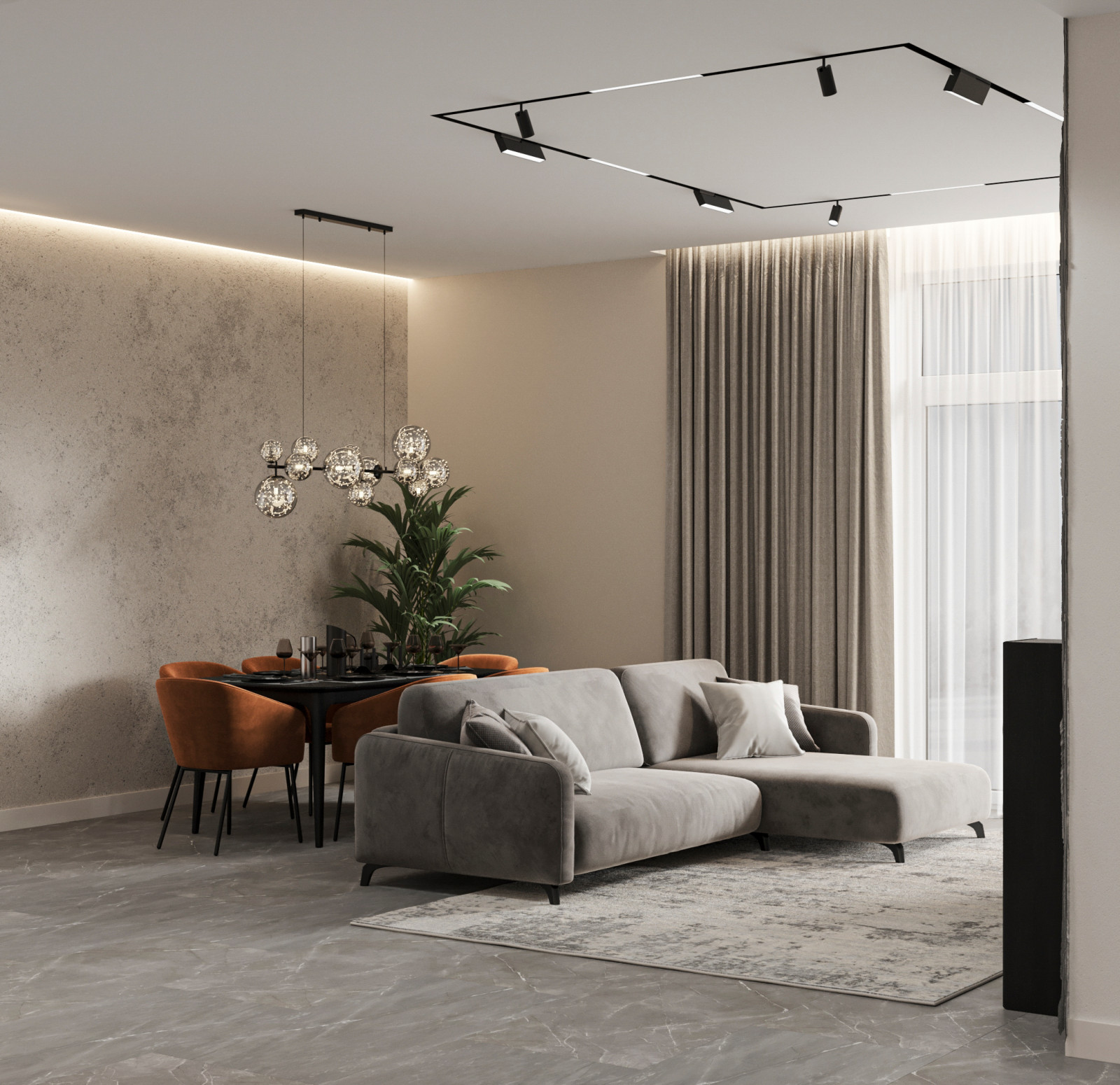 Стильный интерьер коттеджа с женской и мужской спальнями