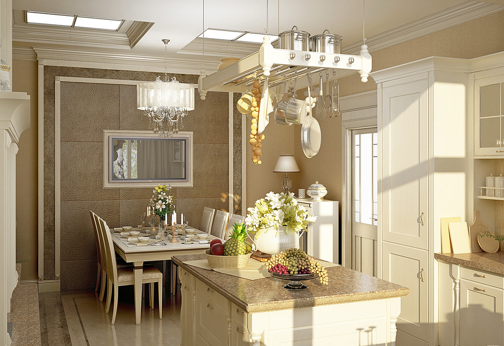 Интерьер кухни загородного коттеджа