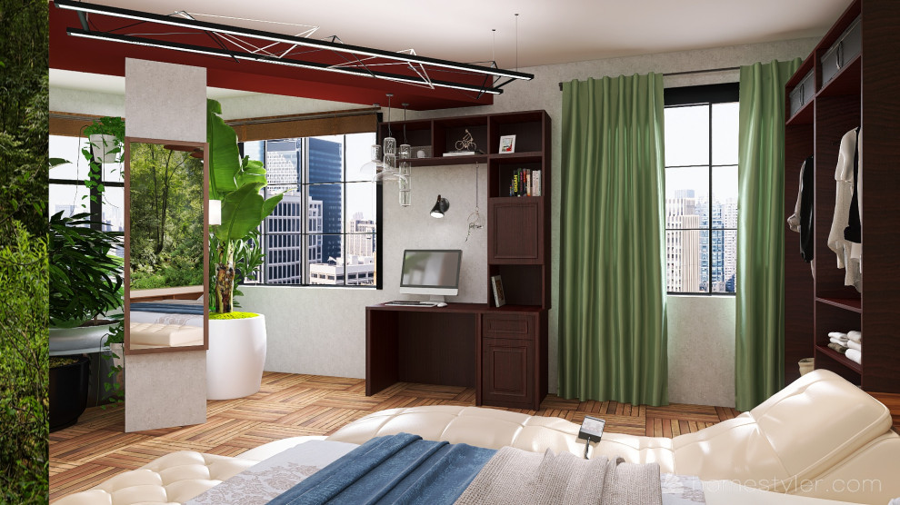 Спальня совмещена с рабочим местом