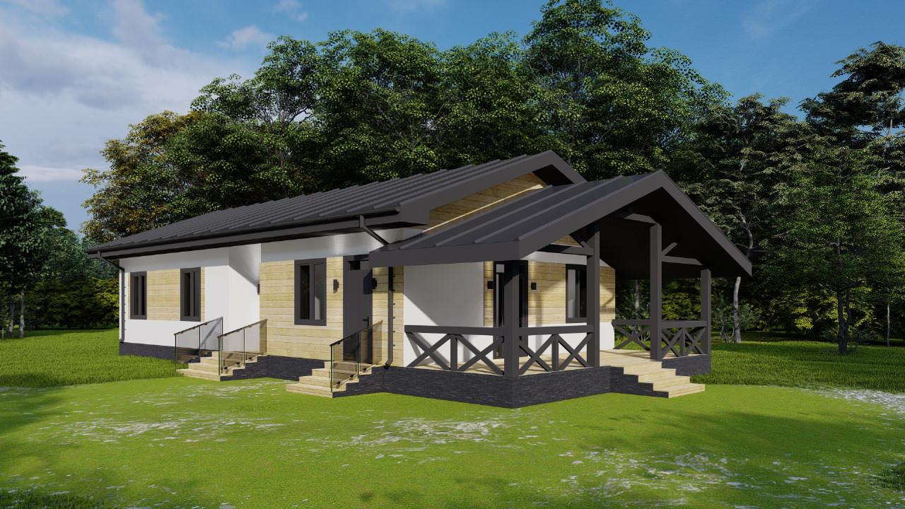 Обложка проекта: одноэтажный дом в Южково городище