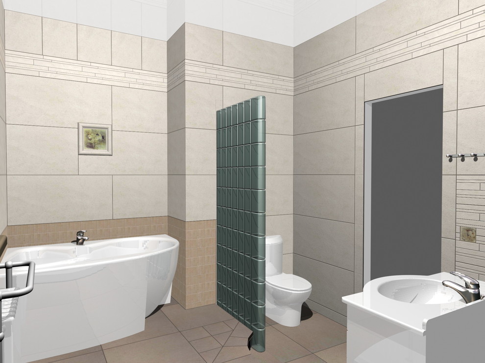 санузел с ванной и кабиной