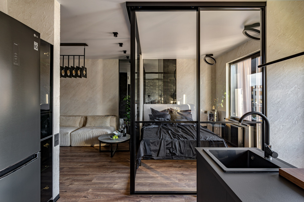 ЖК САМПО. 1-комнатная квартира в брутальном стиле, "от бетона" до заселения