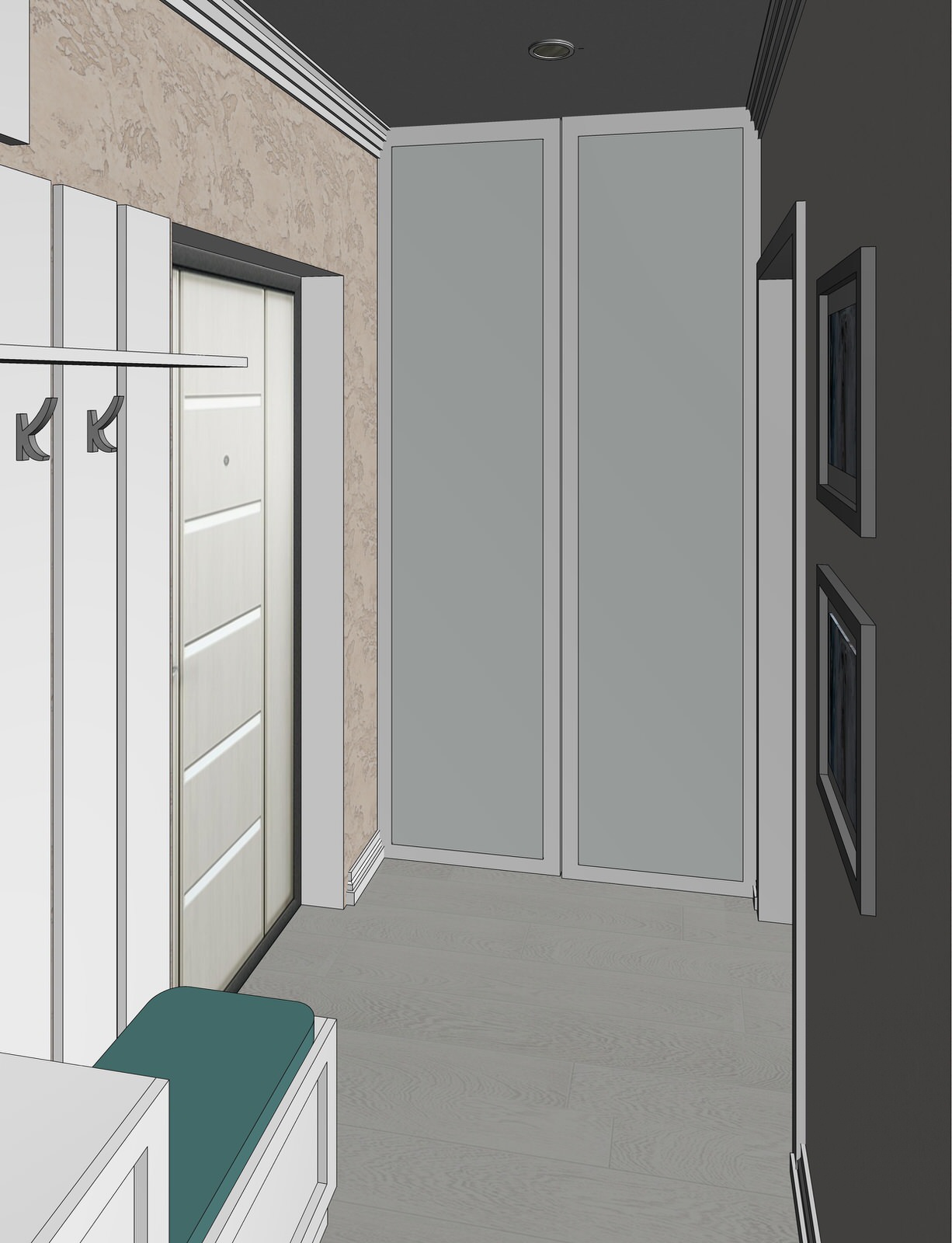 Эскизная визуализация проекта квартиры для молодой пары