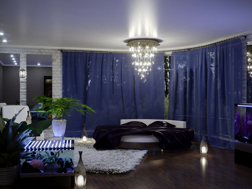 Спальня с аквариумами