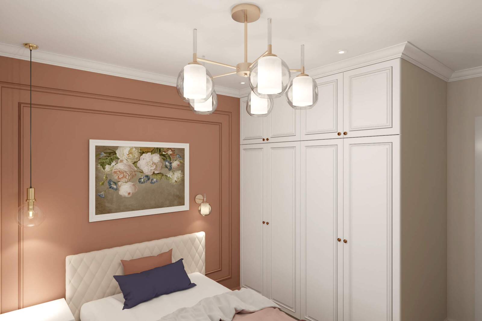 Однокомнатная квартира-студия 38м2 в неоклассике