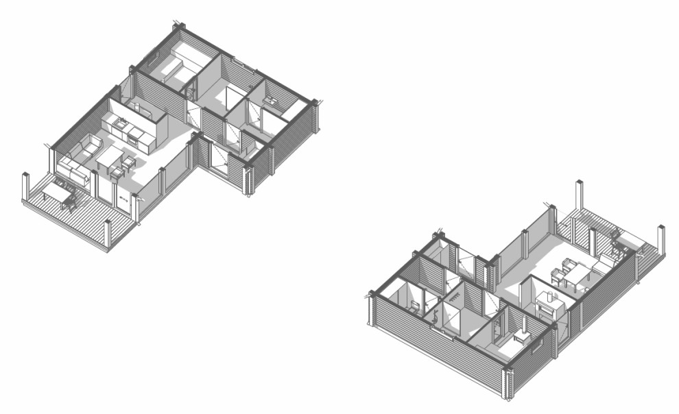 Проект бани по гибридной технологии-Клееный брус совмещенный с Фахверком