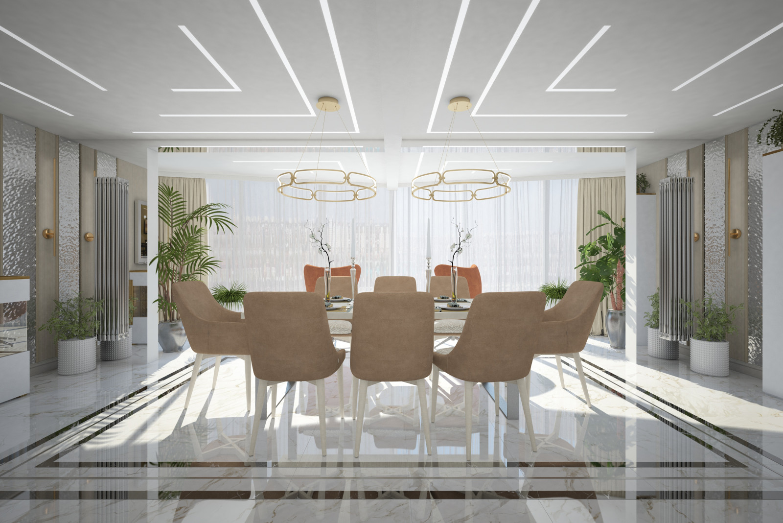 Кухня-Столовая-Гостиная. Квартира в многоэтажном доме 160м2.