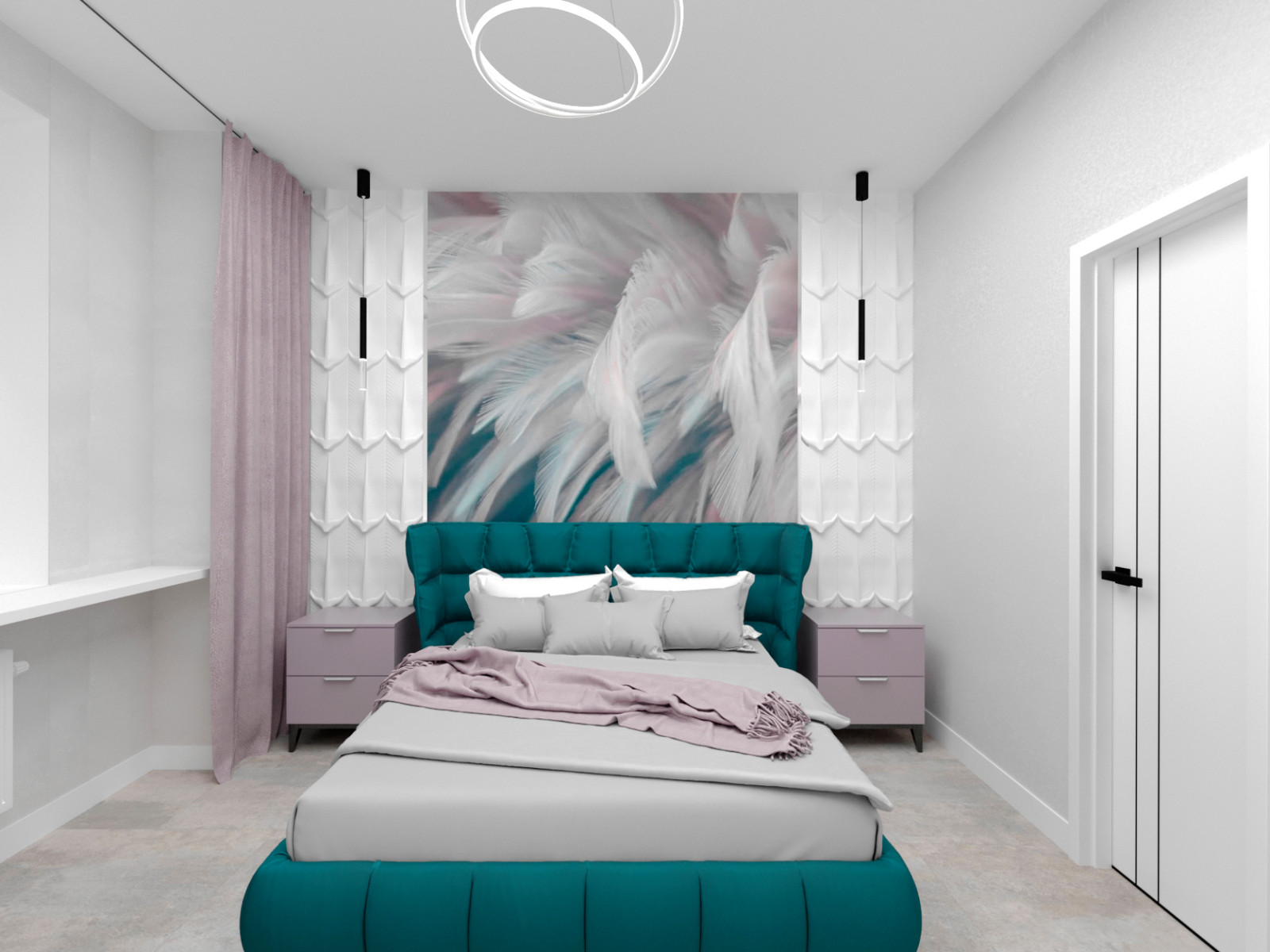 Обложка проекта: Воздушный дизайн спальни в пастельной гамме.