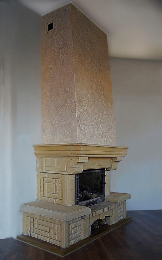 Обложка проекта: камин с декоративной штукатуркой