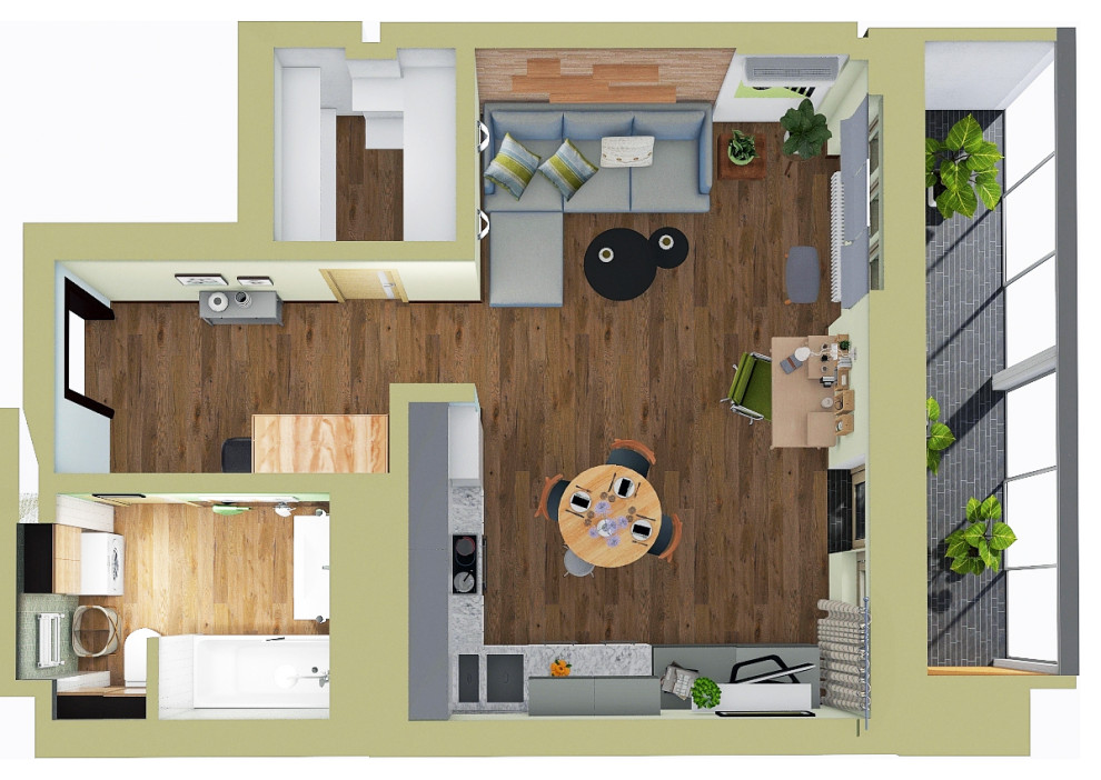 Квартира - студия для сдачи в аренду. Эскизный проект