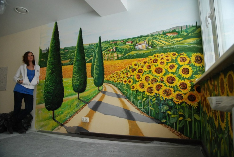 Роспись подсолнухи