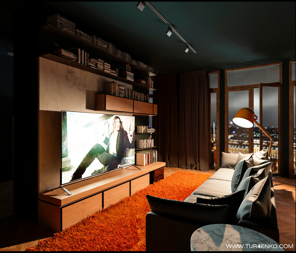 Брутальная квартира для холостяка 119 м2 в ЖК "Клубный дом на Сретенке"