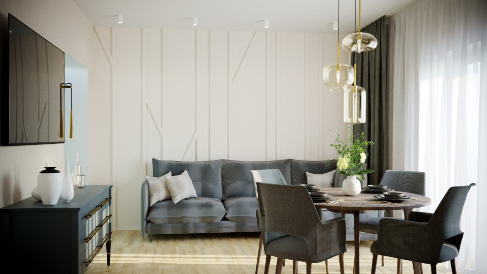 Обложка проекта: кухня-гостиная в частном доме