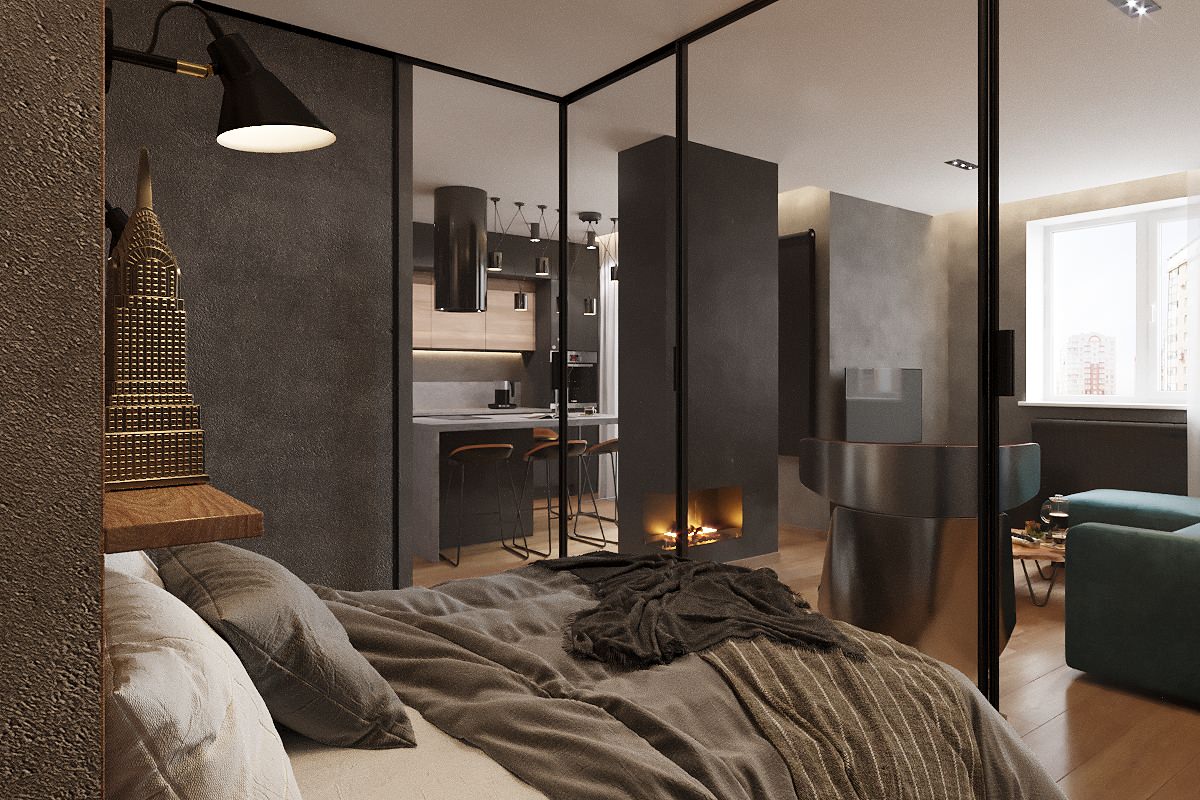 Студия лофт для молодого человека 55 кв.м.