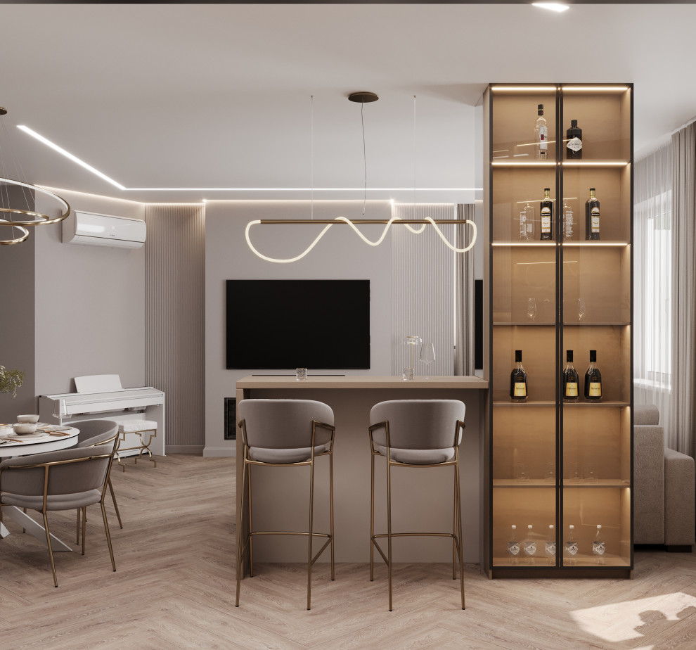 Проект кухни-гостиной ЖК Каскад