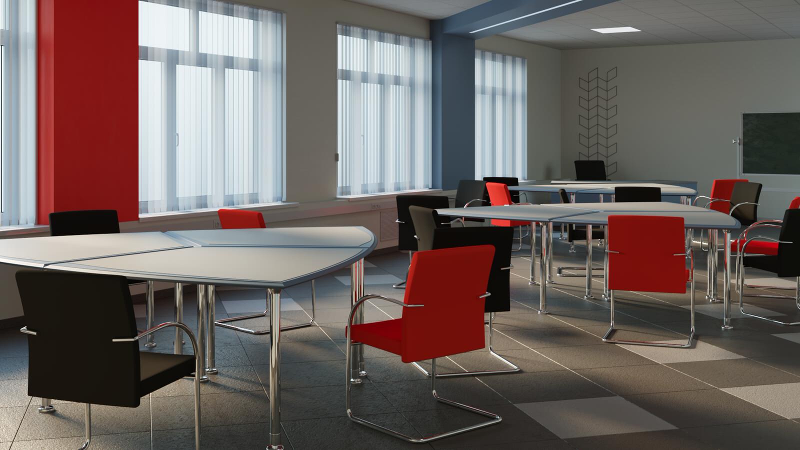 Визуализация 2 кабинетов и коридора для школы