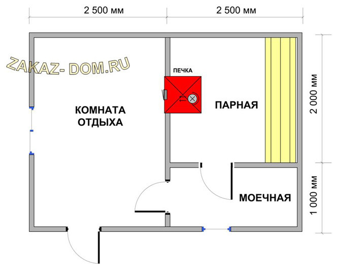 Баня из профилированного бруса (3х5 м) - Проект № Б-3