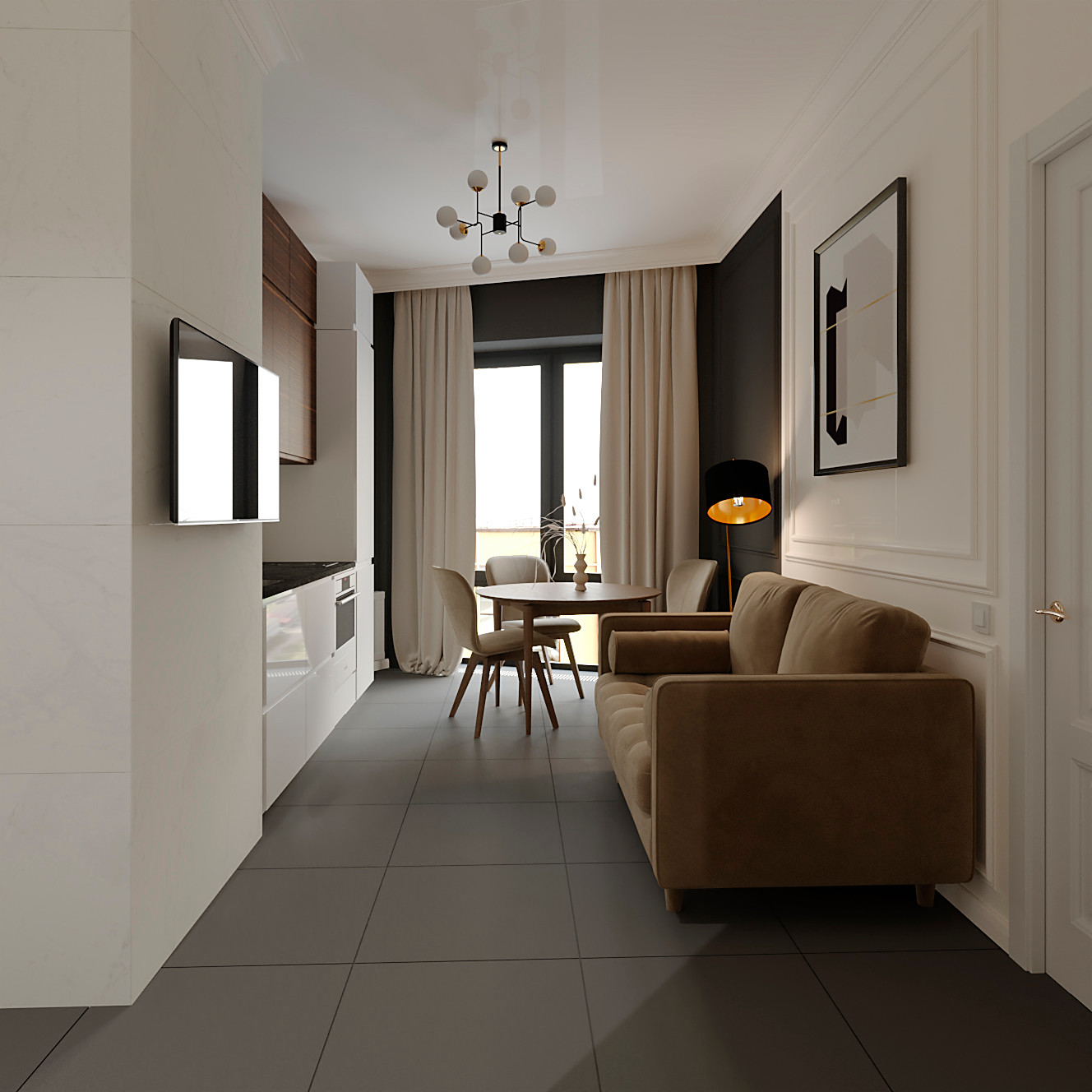 Дизайн-проект апартаментов 37,5 кв.м. в ЖК "Савеловский Сити"