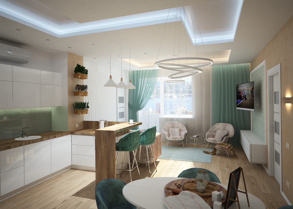 Обложка проекта: Кухня-гостиная с входной зоной