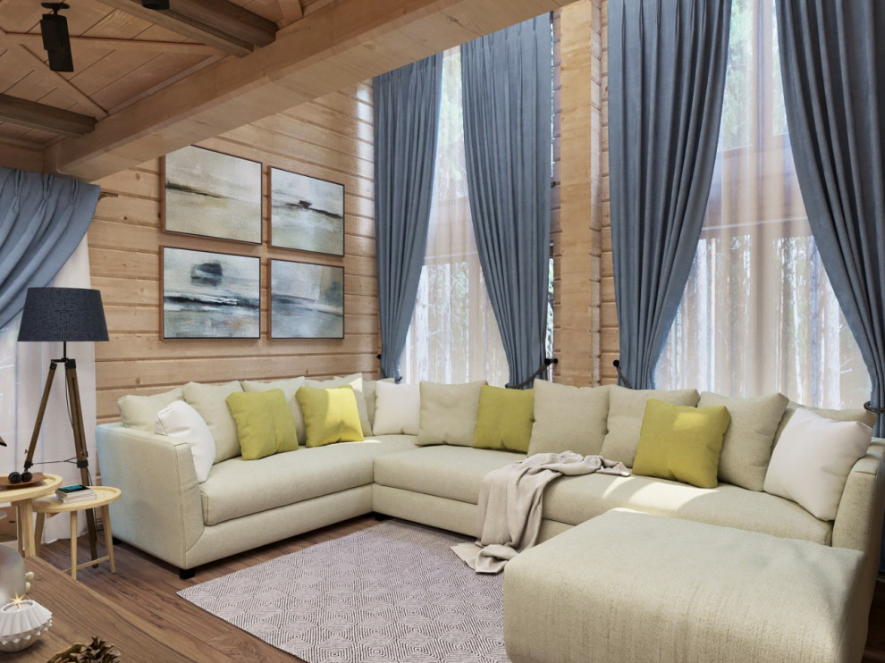 гостиная в деревянном доме