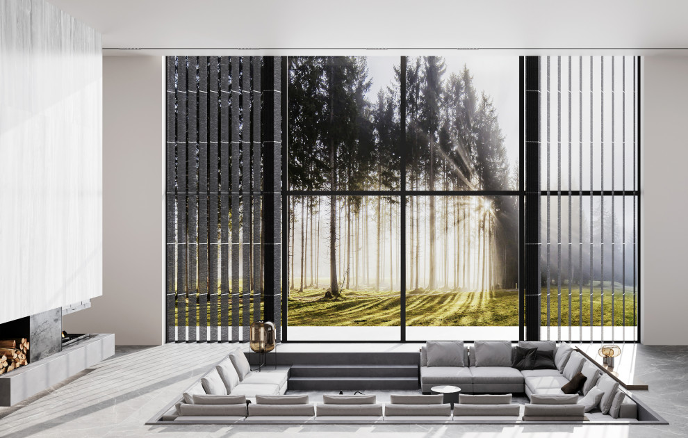 Зона отдыха с кинотеатром и камином