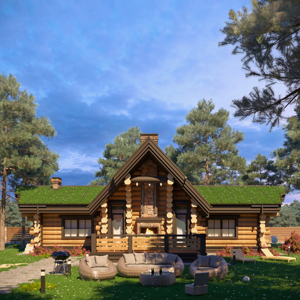 Обложка проекта: Проект бани из бревна ручной рубки - "Торсхавн". Площадь бани - 115 кв.м.