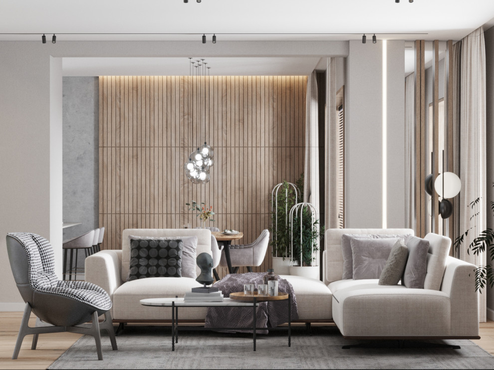 Обложка проекта: Гостиная, совмещенная с кухней