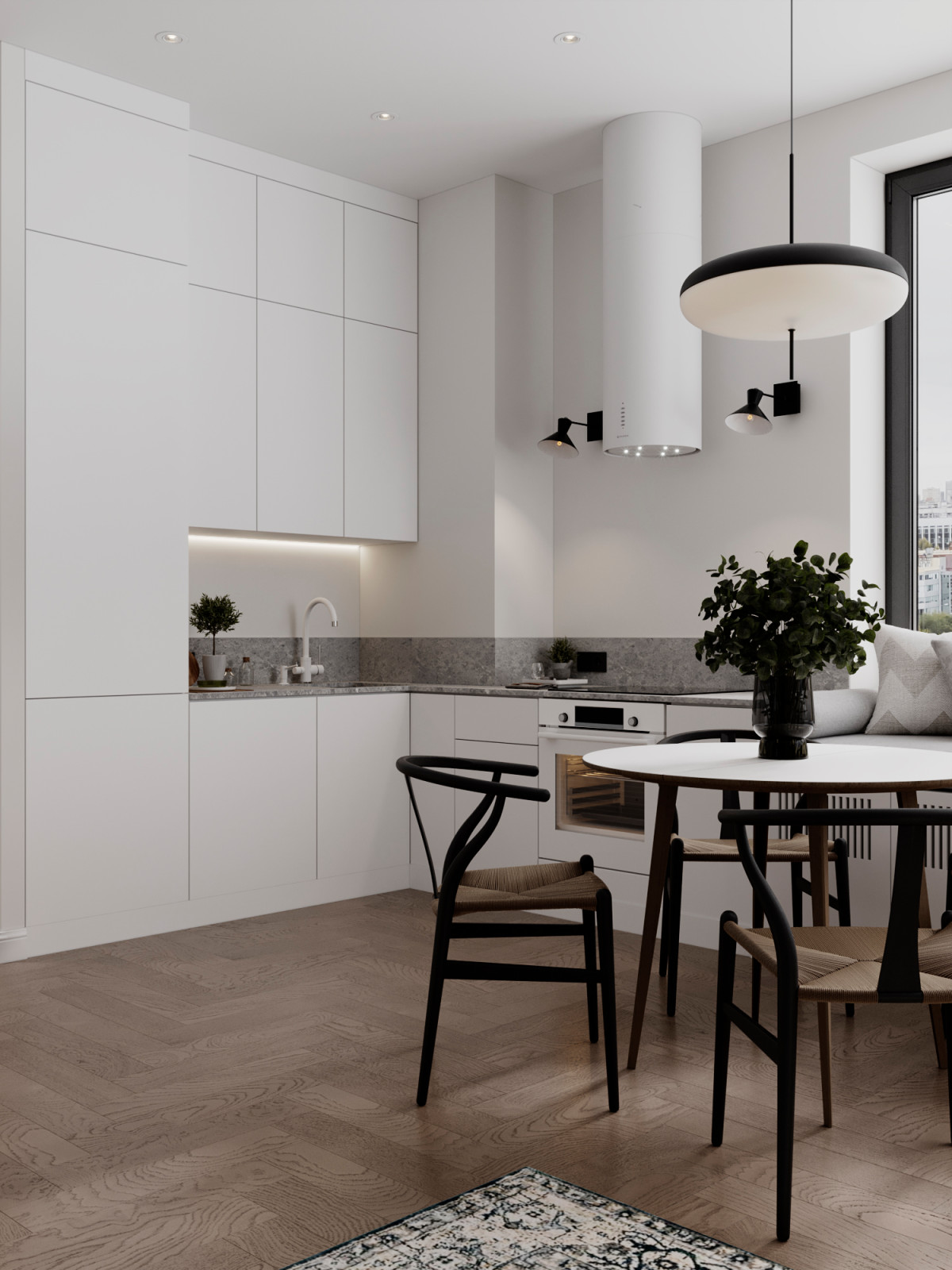 Светлый интерьер с цветовыми акцентами в ЖК Level Стрешнево