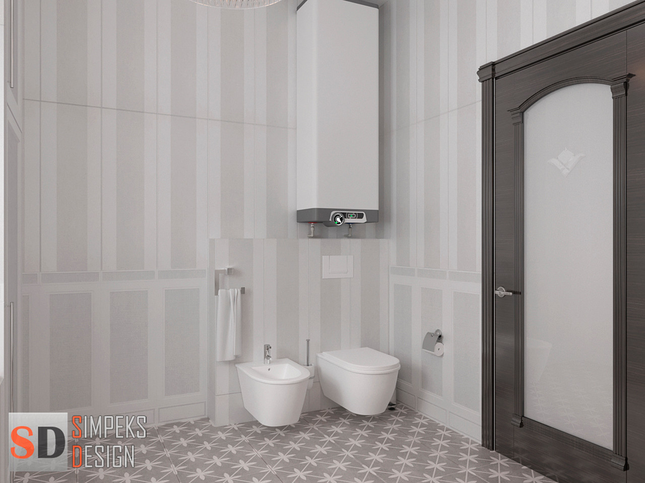 Плитка в светлых тонах в санузле