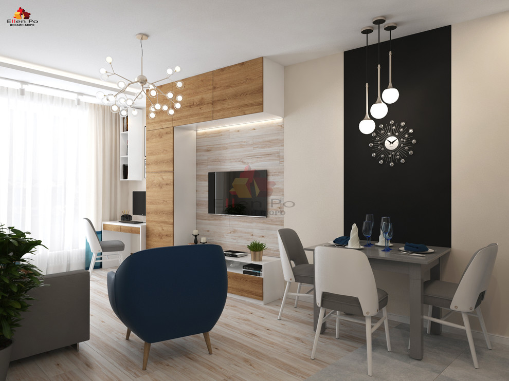 Обложка проекта: Дизайн однокомнатной квартиры, современный стиль с элементами скандинавского.