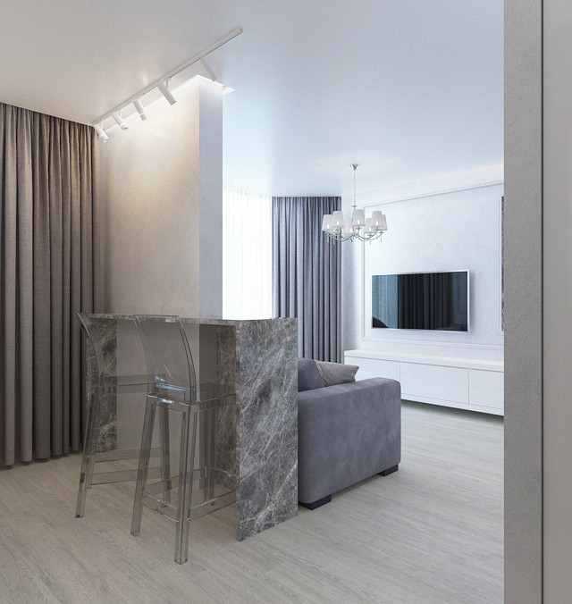 Визуализация кухни-гостиной, спальни